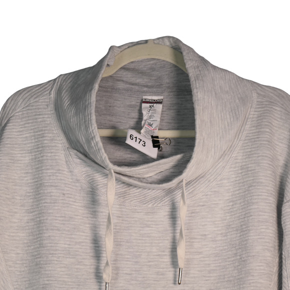Kirkland Womens Sweatshirt XXL Gray Cotton Blend Pocket Ribbed Cowl Neck - Picture 2 of 7